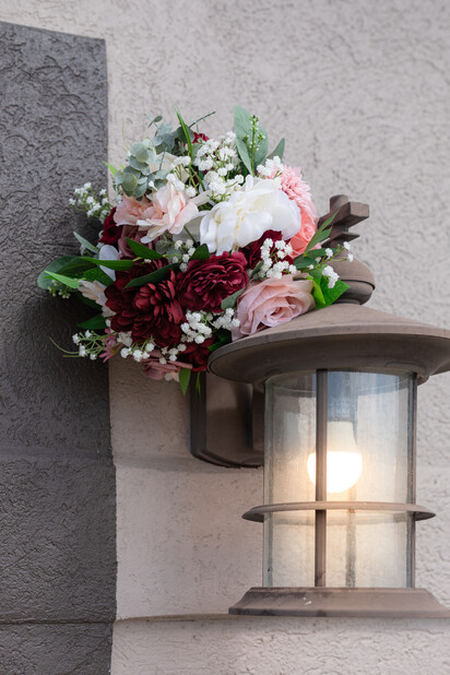 Detail photo of a wedding bouquet, taken by a light & airy Omaha wedding photographer
